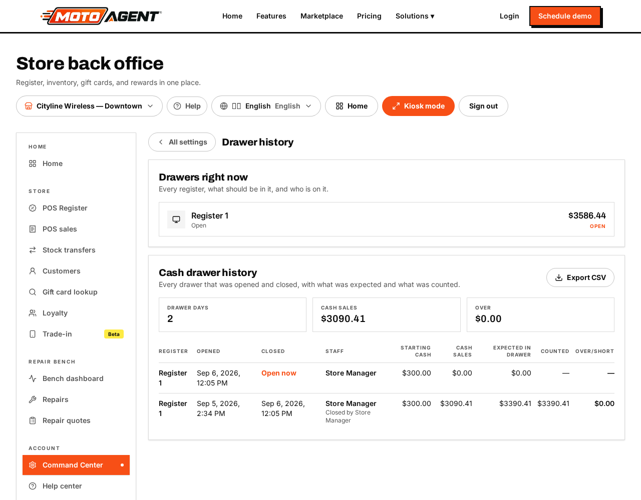 Live drawers across your registers